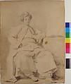 The Sultan, Jean Honoré Fragonard (French, Grasse 1732–1806 Paris), Brush and brown wash (possibly bistre) over black chalk underdrawing