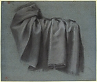 Study of Drapery, Pierre Paul Prud&#39;hon (French, Cluny 1758–1823 Paris), Black and white chalk with stumping on blue paper, some squaring in black chalk