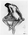 Bather Sponging Her Knee, Edgar Degas (French, Paris 1834–1917 Paris), Charcoal, pastel, and gray wash on off-white laid paper