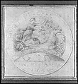 Design for a jeton or a token: Maison de la Reine 1740, Edme Bouchardon (French, Chaumont 1698–1762 Paris), Red chalk; red chalk wash surrounding design.