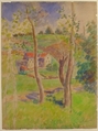 Landscape, Camille Pissarro (French, Charlotte Amalie, Saint Thomas 1830–1903 Paris), Watercolor over black chalk