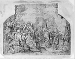 Baptism of Christ, Maerten de Vos (Netherlandish, Antwerp 1532–1603 Antwerp), Pen and brown ink, brush and brown wash, heightened with white, over black chalk