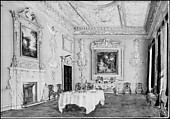 Kirtlington Park, Oxfordshire: View of the Dining Room, Susan Alice Dashwood (British, 1856–1922), Watercolor and gouache (bodycolor) over graphite