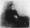 Seated Male Figure with Folded Hands, Edouard Vuillard (French, Cuiseaux 1868–1940 La Baule), Black chalk