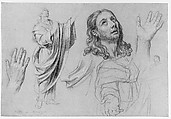 Studies for 'The Conversion of the Jailer before Saint Paul and Silas', Nicolas de Plattemontagne (French, Paris 1631–1706 Paris), Red, black, and white chalks on buff paper
