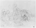Fallen Soldiers, Théodore Gericault (French, Rouen 1791–1824 Paris), Graphite on laid paper