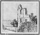 An Allée of Trees in a Park (recto); The Ruins of a Building on a Hill (verso), Georges Michel (French, Paris 1763–1843 Paris), black chalk with touches of gray wash and watercolor (recto); pen and ink over black chalk with gray wash (verso)