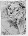 Portrait of a Young Man Leaning on his Hand, Hans Troschel (German, Nuremberg 1585–1628 Rome), Black chalk, traces of white heightening