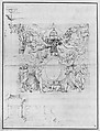 A Tabernacle Containing a Papal Escutcheon Supported by Angels, Giulio Romano (Italian, Rome 1499?–1546 Mantua), Pen and brown ink, over traces of leadpoint or soft black chalk and stylus-ruling