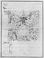 A Tabernacle Containing a Papal Escutcheon Supported by Angels, Giulio Romano (Italian, Rome 1499?–1546 Mantua), Pen and brown ink, over traces of leadpoint or soft black chalk and stylus-ruling