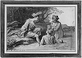 Ladies Bathing, Claude Simpol (French, Clamecy 1666–1716 Paris), Pen and gray ink, brush and gray wash, heightened with white, over traces of graphite; contours incised