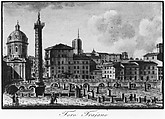 The Forum of Trajan, Rome, Giovanni Battista Cipriani (Italian, Siena 1766–1839 Rome), Drawing in pen and ink and gray wash