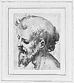 Head of a Bearded Man, Anonymous, Italian, Sienese, 16th century, Pen and brown ink, brush and brown and red wash