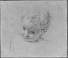 Bust-Length Study of a Child, Pompeo Batoni (Italian, Lucca 1708–1787 Rome), Black chalk, hightlighted with white chalk