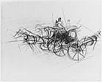 Hansom Cabs, New York, Giovanni Boldini (Italian, Ferrara 1842–1931 Paris), Black chalk