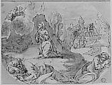 Christ in the Garden of Gethsemane (Matthew 26:36-46), Anonymous, German, 16th century, Pen and black ink over underdrawing in gray and brown ink, brush and gray wash