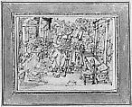 Vanitas, Jan van der Straet, called Stradanus (Netherlandish, Bruges 1523–1605 Florence), Pen and brown ink, brush and gray wash over traces of black chalk.  Laid down on a cardboard mount with black, brown and gold framing lines