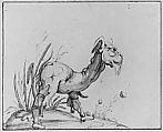 A Fantastic Creature, Arent van Bolten (Netherlandish, Zwolle 1573–before 1633 Leeuwarden), Pen and brown ink, brush and brown wash, over black chalk; framing lines in pen and brown ink