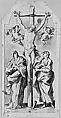 Christ on the Cross Between Mary and Saint John, Johann Christophorus Storer (German, Konstanz ca. 1611/1620–1671 Konstanz/Milan (?)), Pen and black ink, brush and brown wash, heightened with white over black chalk.