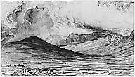 Mountains of Auvergne, Paul Huet (French, Paris 1803–1869 Paris), Watercolor with pen and brown ink