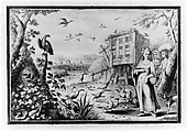 Landscape with Three Figures and Birds, Albert Flamen (Flemish, born ca. 1620, active 1648–88), Pen and brown ink, brush and gray wash, framing lines in pen and brown ink, and brush and brown wash.