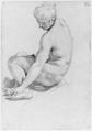 Seated Male Nude, Francesco Salviati (Francesco de&#39; Rossi) (Italian, Florence 1510–1563 Rome), Red chalk