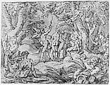 The Judgment of Paris, Abraham Bloemaert (Netherlandish, Gorinchem 1566–1651 Utrecht), Pen and brown ink, brush and brown wash; framing lines in pen and brown ink