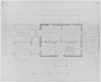 Designs for House of L. M. Davenport, New Rochelle, in the Tuscan Style (ground plan), Alexander Jackson Davis American, Ink and watercolor over graphite