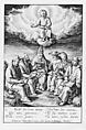 The child Jesus above a group of ecclesiastics, Hieronymus (Jerome) Wierix Netherlandish, Engraving