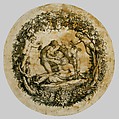 Wilton album, folio 41: The Drunken Silenus (Tazza Farnese), Annibale Carracci (Italian, Bologna 1560–1609 Rome), Engraving printed from shallow silver cup