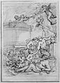 Bacchanal, Michel Dorigny (French, Saint-Quentin 1616/17–1665 Paris), Black chalk, brush and gray wash, incised