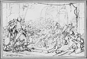 The Death of Socrates, Michel François Dandré-Bardon (French, Aix-en-Provence 1700–1783 Paris), Pen and brown ink, brush and brown wash, over red chalk heightened with white gouache.