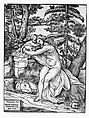 Venus and Cupid, Nicolò Boldrini (Italian, Vicenza ca. 1500–after 1566 Venice), Woodcut (key block only)