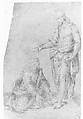 Noli me tangere, Anonymous, Italian, Florentine, 16th century, Black chalk, highlighted with white chalk, on blue paper