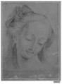Head of a Woman, Anonymous, French, 17th century, Black chalk