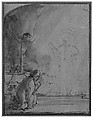 Zacharias and the Angel, School of Rembrandt (Rembrandt van Rijn) (Dutch, Leiden 1606–1669 Amsterdam), Pen and brown ink, brush and brown wash, with indications of black chalk