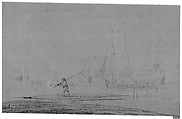 Boats Becalmed, Willem van de Velde II (Dutch, Leiden 1633–1707 London), Brush and gray wash, graphite