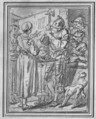 Lansquenets Talking with Market Women, Charles Parrocel (French, Paris 1688–1752 Paris), Red chalk
