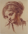 Child's Head, Jean-Baptiste Greuze (French, Tournus 1725–1805 Paris), Red chalk