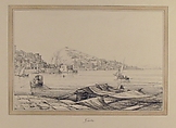 Gaeta, Anonymous, French, 19th century, Pen and black ink, brush and gray wash; framing lines in pen and brown ink, brush and brown wash