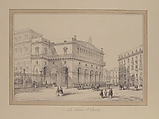 View of Naples: Teatro San Carlos, Anonymous, French, 19th century, Pen and black ink, brush and gray wash.  Framing lines in pen and brown ink, brush and brown wash.