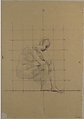 Seated Figure: Study for “A Vision of Antiquity”, Pierre Puvis de Chavannes (French, Lyons 1824–1898 Paris), Fabricated black crayon, squared