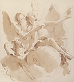 Time and Truth, Giovanni Battista Tiepolo (Italian, Venice 1696–1770 Madrid), Pen and brown ink, brush with pale and dark brown wash, over black chalk