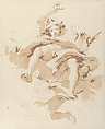 Apollo Supported by a Winged Genius, Giovanni Battista Tiepolo (Italian, Venice 1696–1770 Madrid), Pen and brown ink, brush with pale and dark brown wash, over black chalk