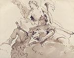 Apotheosis of a Warrior, Giovanni Battista Tiepolo (Italian, Venice 1696–1770 Madrid), Pen and dark brown ink, brush with dark brown wash, over black chalk