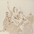 Time and Truth, Giovanni Battista Tiepolo (Italian, Venice 1696–1770 Madrid), Pen and brown ink, brush  with pale and dark brown wash, over black chalk