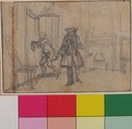 Study for "On Conscience," etched vignette in "Songs in the Opera of Flora", Hubert François Gravelot (French, Paris 1699–1773 Paris), Black chalk, with slight traces of red chalk, traced with a stylus