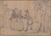 Study for "The Faithful Lovers, a Duette," etched vignette in "Songs in the Opera of Flora", Hubert François Gravelot (French, Paris 1699–1773 Paris), Black chalk and graphite, with slight traces of red chalk