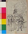 Design for a Scene in Pierre de Laujon's "L'Amoureux de quinze ans, ou la Double-Fête...", Hubert François Gravelot (French, Paris 1699–1773 Paris), Pen and black and gray ink, brush and black and gray wash