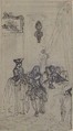 Study for a frontispiece for "Histoire de Miss Jenny", Hubert François Gravelot (French, Paris 1699–1773 Paris), Pen and black ink, with black and white chalk